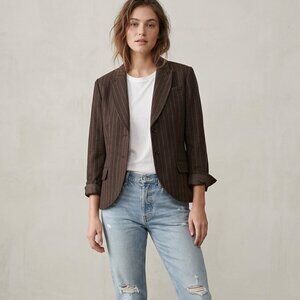 Paper & Denim Brown Pinstripe Blazer | Size 2 Medium